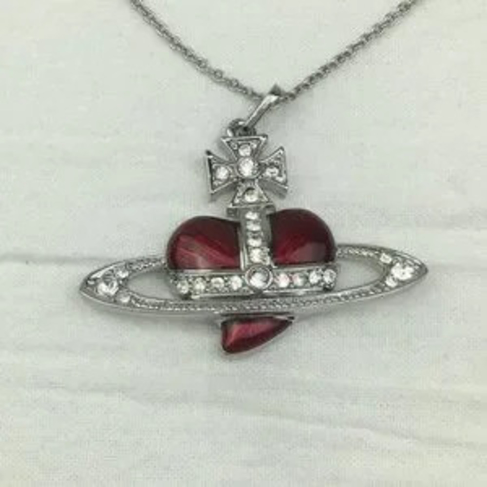 NWT Vivienne Westwood Red Heart Saturn Necklace